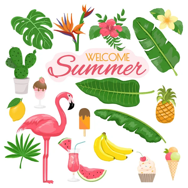 Summer icons set, ice cream, — Stock Vector