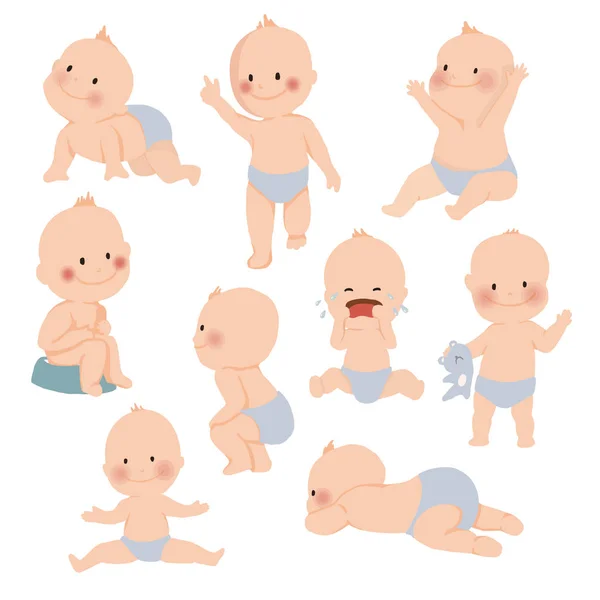Söt bebis eller småbarn pojke. vektor illustration — Stock vektor