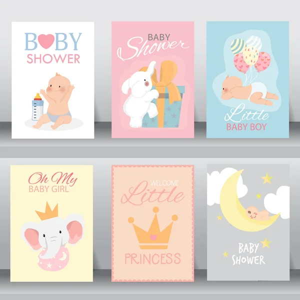 Cute baby shower zaproszenia. wektor — Wektor stockowy