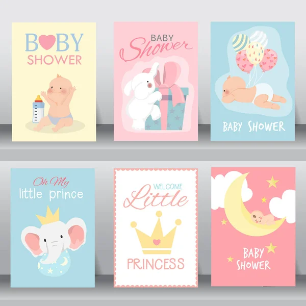 Carte d'invitation Happy Baby shower. illustration vectorielle . — Image vectorielle