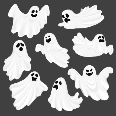 Fısıltı Hayalet karikatür karanlık arka plan izole. karakter Cos