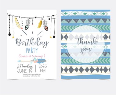 Mavi Altın tüy ve ok ile çizilmiş şirin kartı ver. Teşekkür ederiz