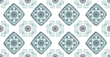 Pembe mavi yeşil geometrik seamless modeli Meydanı, kabile ve daire ile Afrika tarzı