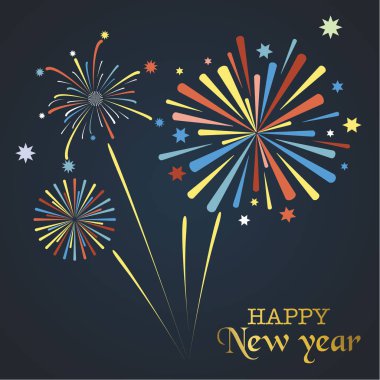 Mavi koyu arka plan üzerinde renkli havai fişek arka plan