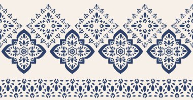 Afrika tarzı kare, aşiret şekli ile krem mavi geometrik seamless modeli