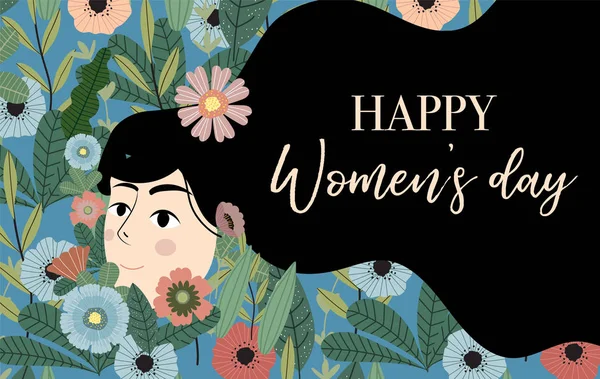 Noir Vert Bleu International Happy Women Day Avec Des Femmes — Image vectorielle