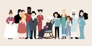 Kadın, adam ve çocuklar ile renkli insanlar aile afiş s