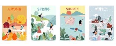 Ornage yeşil mavi mevsim kartpostal kadın, çiçek, plaj, ağaç, h