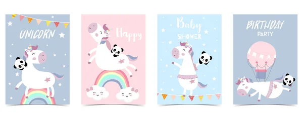 Pastel card with unicorn,rainbow — Stock Vector