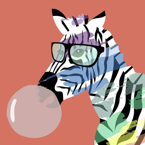 Copos de zebra coloridos e mastigar a goma —  Vetores de Stock