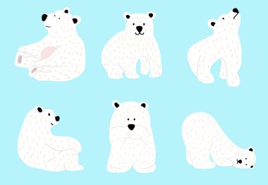 Basit beyaz ayı karakteri. Vektör illüstrasyon karakter doodle