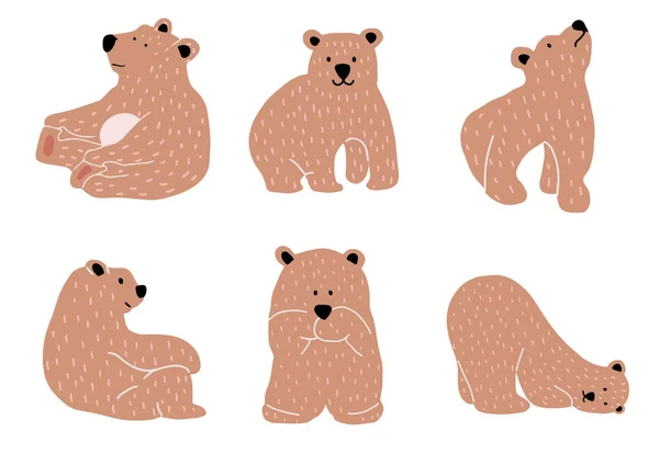 Egyszerű barna medve jelleme. Vektoros illusztráció karakter Doodle — Stock Vector