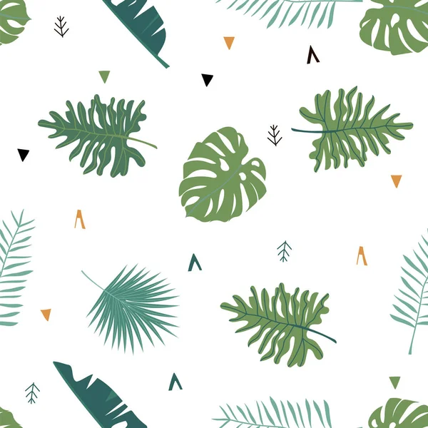 Χαριτωμένο φόντο σαφάρι με φύλλα. Απεικόνιση διανύσματος χωρίς ραφές — Διανυσματικό Αρχείο