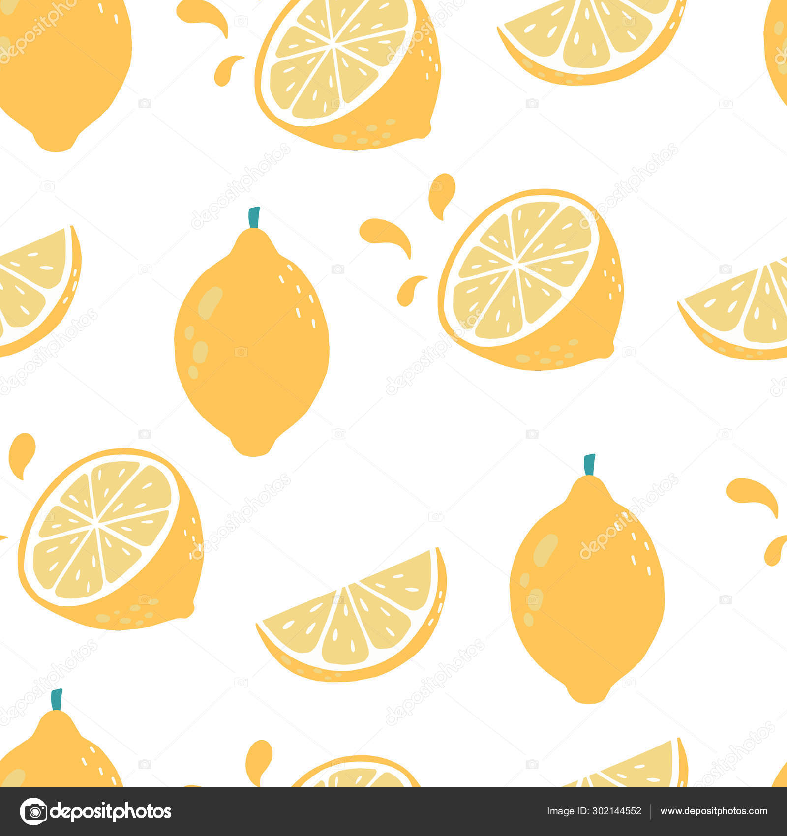 Cute lemon background.Vector illustration seamless pattern for b Stock ...