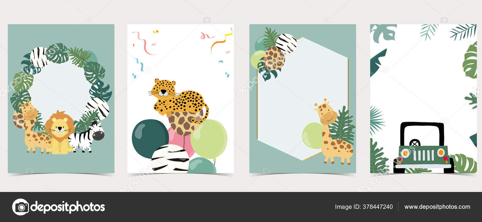 Green Collection Safari Background Set Leopard Zebra Giraffe Lion Editable  Stock Vector by © 378447240