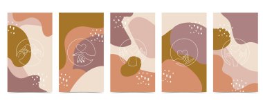 Sosyal medya için sevimli bir arkaplan. Instagram hikayesi ile el logosu