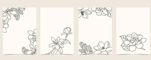 Collection Ensemble Fond Fleur Avec Magnolia Illustration Vectorielle Modifiable Pour — Image vectorielle