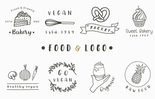 Συλλογή Λογότυπων Τροφίμων Κέικ Ποτό Νουντλς Ανανέωση Εικονογράφηση Διάνυσμα Για — Διανυσματικό Αρχείο