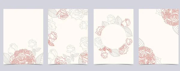 Collection Flower Background Set Rose Editable Vector Illustration Website Invitation — Stock Vector