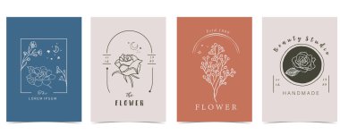 El, çiçek, lavanta, manolya, şekilli çiçek arkaplan koleksiyonu. Web sitesi, davetiye, kartpostal ve çıkartma için düzenlenebilir vektör ilüstrasyonuName