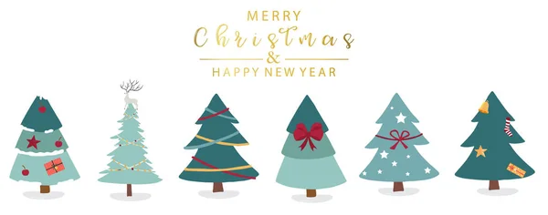 Objeto Lindo Árbol Navidad Con Fondo Blanco Texto Oro — Vector de stock