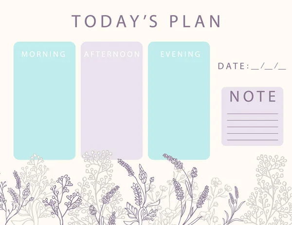 Boho Bloem Kalender Planner Met Roos Lavendel Kan Gebruiken Voor — Stockvector