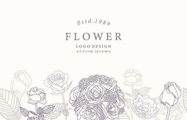 Collection Flower Background Set Lavender Rose Editable Vector Illustration Website — Stock Vector