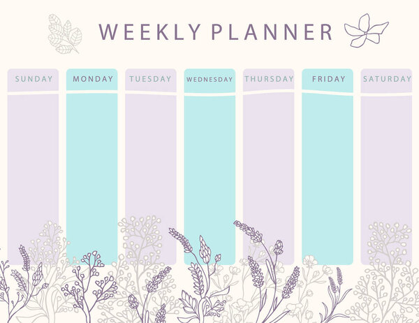 Boho flower calendar planner with rose, lavender.Can use for printable, scrapbook, diary
