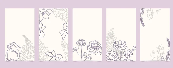 Boho Background Social Media Rose Jasmine Flower White Background — 图库矢量图片