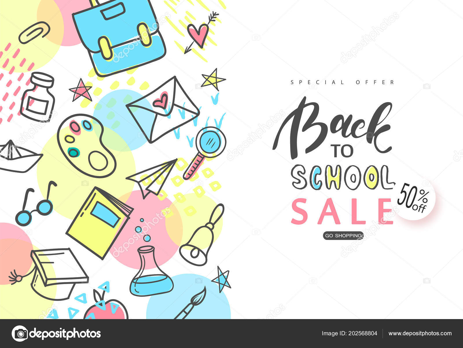 Back To School Sale Banner Hand Drawn School Supplies On White Background Vector Illustration Vector Image By C Infectsiya Mail Ru Vector Stock