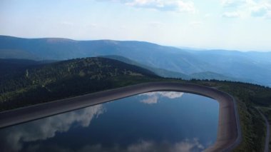 panoramic view of a beautiful lake in the carpathian mountains. the concept of travel and tourism