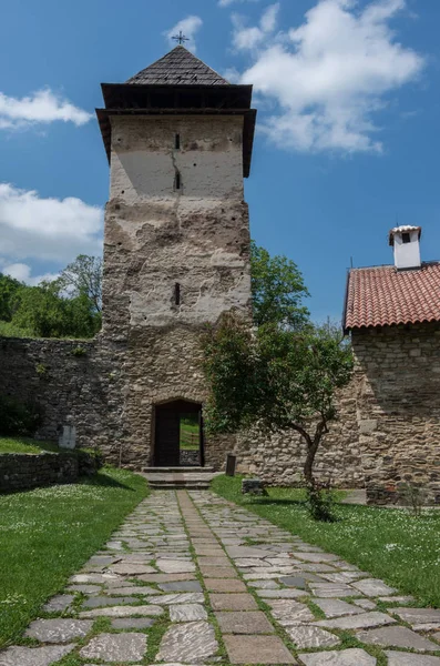Torre Entrada Mosteiro Studenica Mosteiro Ortodoxo Sérvio Século Xii Localizado — Fotografia de Stock