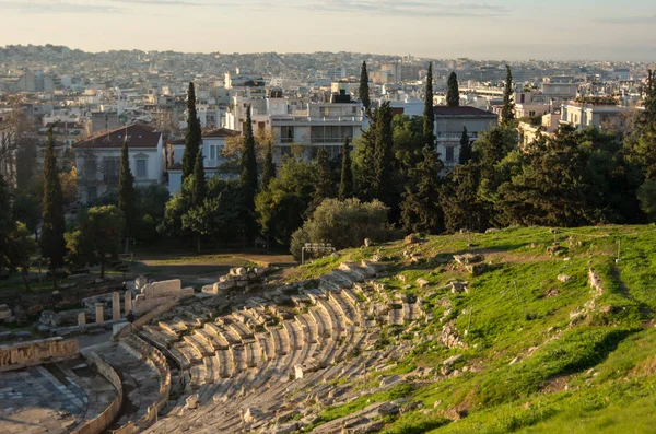 Руїнах Театр Діоніса Sunrise Південно Західний Схил Акрополь Афінах Греція — стокове фото