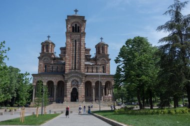 Belgrad, Sırbistan, Sırbistan Parlamentosu yakınındaki Tasmajdan parkında bulunan bir Sırp Ortodoks Kilisesi St Mark's kilise ya da St. Mark Kilisesi olduğunu