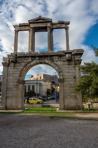 Puerta Adriano Arco Adriano Monumento Centro Histórico Atenas Grecia —  Fotos de Stock