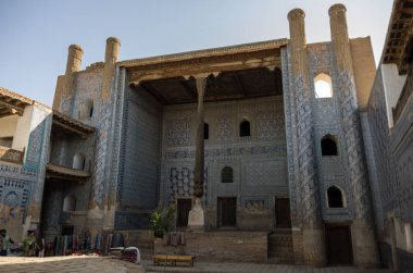 Hiva, Özbekistan - 30 Nisan 2015: İç camide Kuhna Ark Kalesi, Hiva, Özbekistan