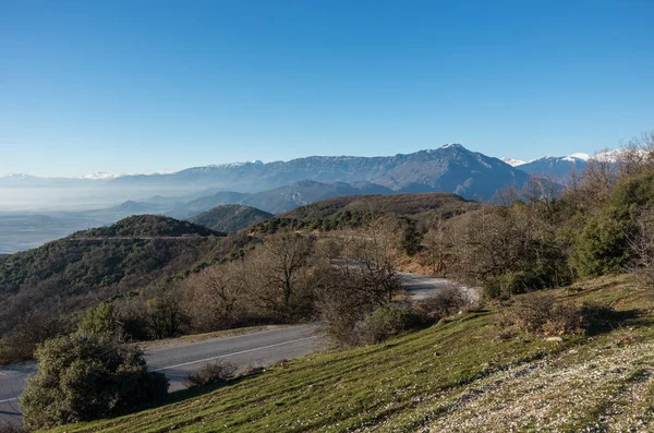 Krajina Města Kalambaka Pindus Hory Pozadí Oblast Blízkosti Kláštery Skalní — Stock fotografie