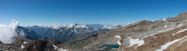 Monte Rosa massif Punto Indren yakınındaki Panoraması. Alagna Valsesia'da alan, İtalya