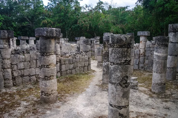 Gruppo Templare Delle Mille Colonne Nel Sito Archeologico Maya Chichen — Foto Stock