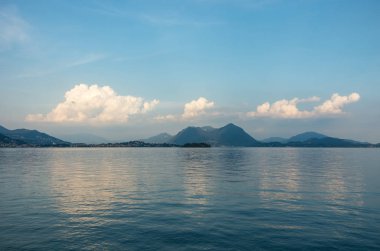 Panorama Mountain lake Maggiore Piedmont, İtalya