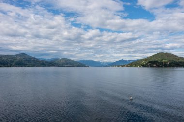 Panorama Mountain lake Maggiore Piedmont, İtalya