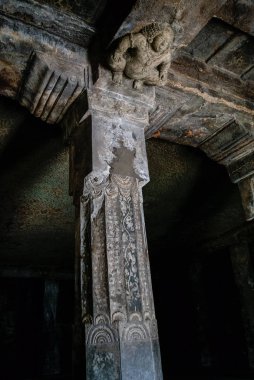 Ajanta, Hindistan. -7 Ocak 2012: Budist mağaralar ve fresklere Ajanta, UNESCO Dünya Miras Listesi ayrıntıları.
