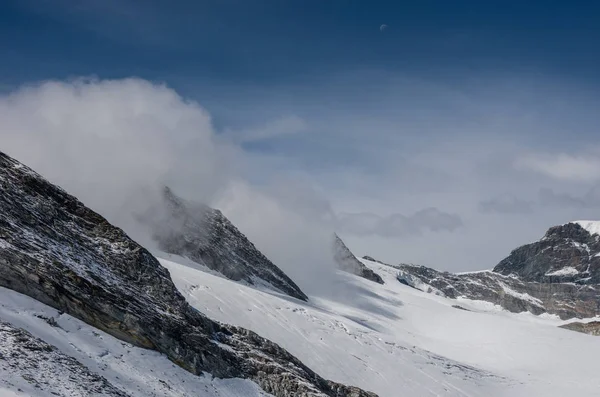 Nézd Seewjinengletscher Gleccser Monte Rosa Massif Schwarzberghorn Mount Háttér Svájc — Stock Fotó