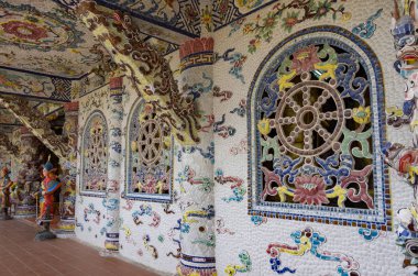 Da Lat, Vietnam - Ocak 5,2015: Ayrıntılar Linh Phuoc pagoda Da Lat kenti, Lam Dong eyaleti, Vietnam.