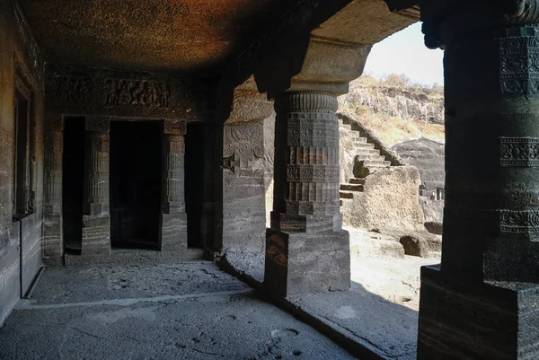 Baixo Relevo Antigo Cavernas Ajanta Distrito Aurangabad Estado Indiano Maharashtra — Fotografia de Stock