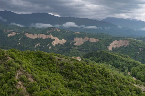 Rozslepičí Pyramidy Unikátní Pyramidové Útesy Bulharsku Nedaleko Melniského Města — Stock fotografie