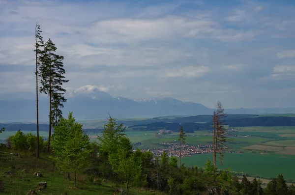 Pohled na Vysoké Tatry z Klastoriska v národním parku Slovenského ráje na Slovensku — Stock fotografie