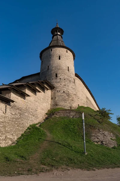 Zeď Věž Kutecroma Pskově Krom Kreml Rusko — Stock fotografie