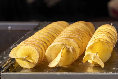 Kızarmış patates cipsi. Close. Boşluk Kopyala