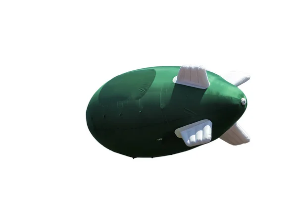 Zelené nafuatelné vzducholoď s prostorem pro logo na bílém pozadí. Izolované. Maketa — Stock fotografie